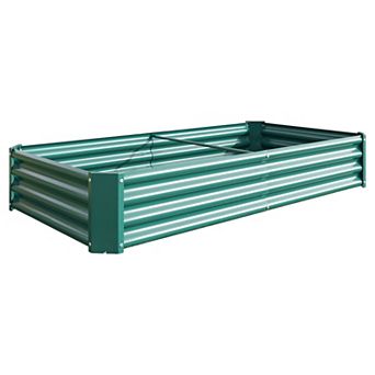 Freestanding Metal Raised Planter Bed with Open Base for Backyard Gardening