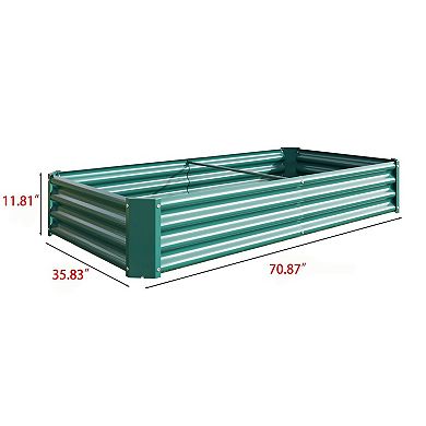Freestanding Metal Raised Planter Bed with Open Base for Backyard Gardening