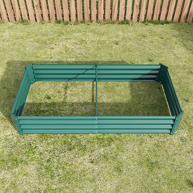 Freestanding Metal Raised Planter Bed with Open Base for Backyard Gardening