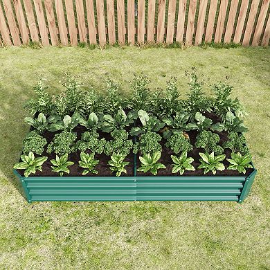 Freestanding Metal Raised Planter Bed with Open Base for Backyard Gardening