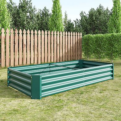 Freestanding Metal Raised Planter Bed with Open Base for Backyard Gardening
