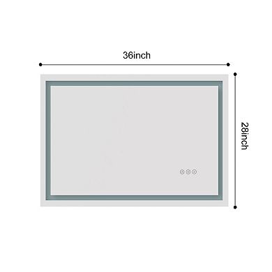 LED Wall-Mount Vanity Mirror with Adjustable Brightness and Anti-Fog Feature