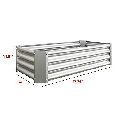 Galvanized Metal Raised Planter Bed with Open Bottom and Support Bars