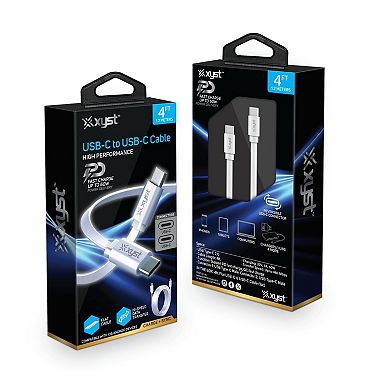 Xyst Flat USB-C to USB-C Charge and Sync Cable 4Ft