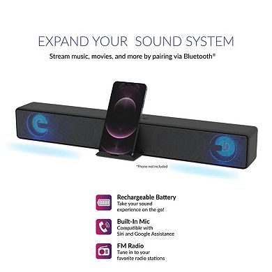Supersonic 17.6-Inch Portable 10W Bluetooth Soundbar