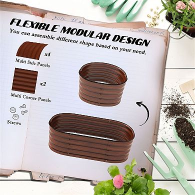Galvanized Steel Raised Garden Bed Planter Box for Vegetables and Herbs