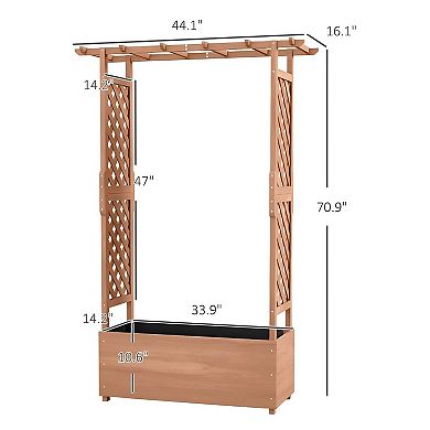 Raised Garden Bed with Side Trellises and Roof for Vegetables, Herbs, Flowers