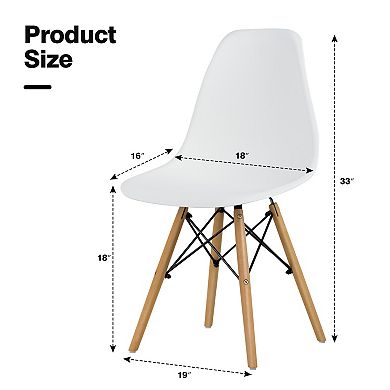 SKONYON Set of 4 Modern Armless Dining Chairs Plastic Seats with Beech Wood Legs