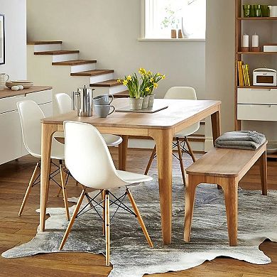 SKONYON Set of 4 Modern Armless Dining Chairs Plastic Seats with Beech Wood Legs