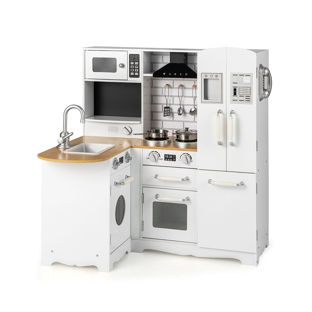 Kids Corner Kitchen Playset with Stove, Refrigerator and Pretend ...