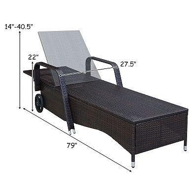 SKONYON Outdoor Recliner Cushioned Chaise Lounge with 6-Position Adjustable Backrest