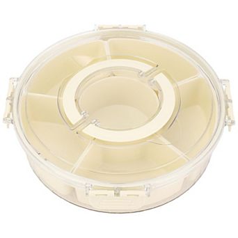 Divided Serving Tray with Lid and Handle, Stackable Snackle Box Container for Fruits Candy Organizer