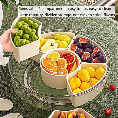 Divided Serving Tray with Lid and Handle, Stackable Snackle Box Container for Fruits Candy Organizer