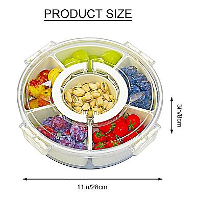 Divided Serving Tray with Lid and Handle, Stackable Snackle Box Container for Fruits Candy Organizer