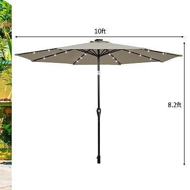 10 Feet Outdoor Patio Umbrella with Bright Solar LED Lights