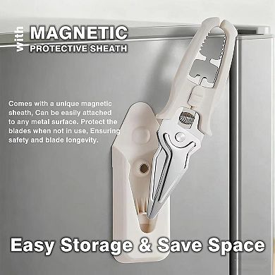 Kitchen Poultry Scissors Stainless Steel with Magnetic Holder