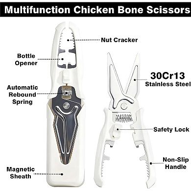 Kitchen Poultry Scissors Stainless Steel with Magnetic Holder