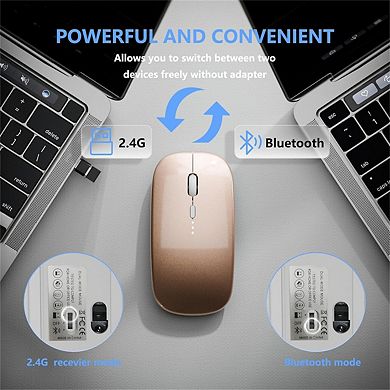 Type-C Silent Bluetooth Mouse - 2.4G/BT Dual Mode, LED Battery Display, RGB Light, Quiet Click