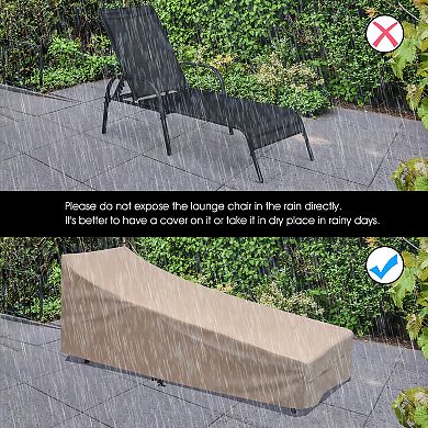 SKONYON 2 Pack Outdoor Patio Lounge Chair Fabric Chaises with Adjustable Reclining Armrest