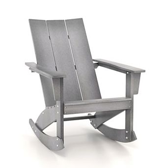 SKONYON Adirondack Rocking Chair with Curved Back for Balcony Patio 36.5" x 22" x 35.5"