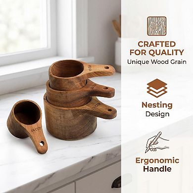 Wooden Measuring Cups Handcrafted Set Of 4