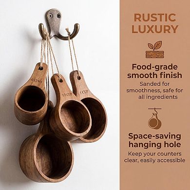 Wooden Measuring Cups Handcrafted Set Of 4