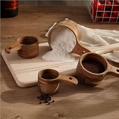 Wooden Measuring Cups Handcrafted Set Of 4