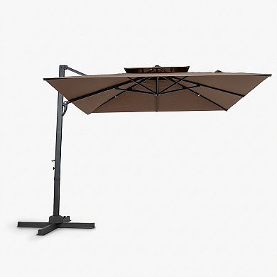 10 Ft Square Cantilever Patio Umbrella with 8 Metal Ribs