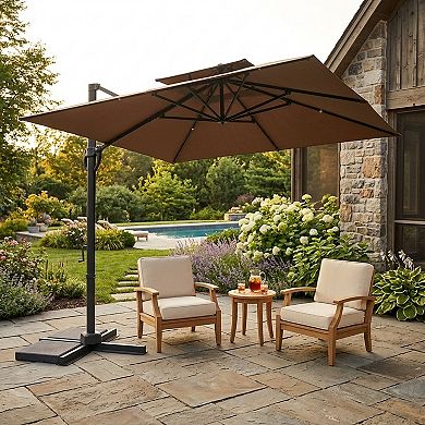 10 Ft Square Cantilever Patio Umbrella with 8 Metal Ribs