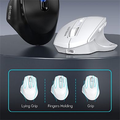 Tri-Mode Wireless Mouse - Type-C/USB Receiver,Wired/2.4G/Bluetooth, LED Battery Display,Rechargeable
