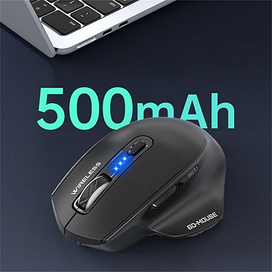 Tri-Mode Wireless Mouse - Type-C/USB Receiver,Wired/2.4G/Bluetooth, LED Battery Display,Rechargeable