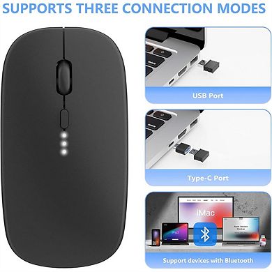 Type-C Silent Bluetooth Mouse - 2.4G/BT Dual Mode, LED Battery Display,Wireless Charging,Quiet Click