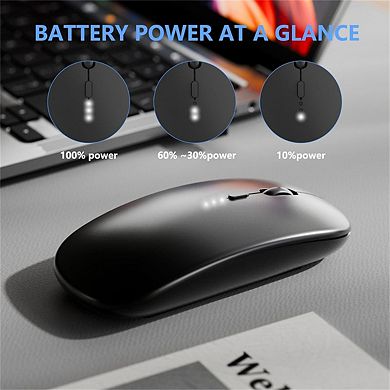 Type-C Silent Bluetooth Mouse - 2.4G/BT Dual Mode, LED Battery Display,Wireless Charging,Quiet Click