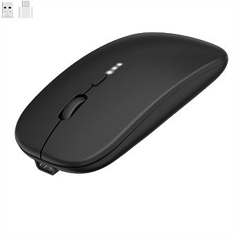Type-C Silent Bluetooth Mouse - 2.4G/BT Dual Mode, LED Battery Display,Wireless Charging,Quiet Click