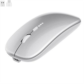 Type-C Silent Bluetooth Mouse - 2.4G/BT Dual Mode, LED Battery Display,Wireless Charging,Quiet Click