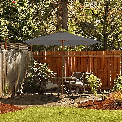 10 Feet Patio Umbrella with 8 Wooden Ribs and 3 Adjustable Heights