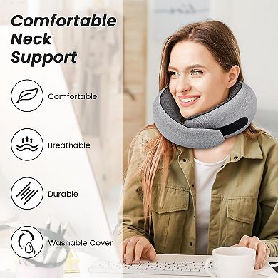 Travel Pillow, Memory Foam Travel Neck Pillow Airplane Neck Support for Sleeping Plane Car Office