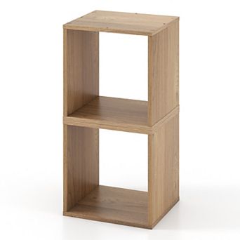 SKONYON 2 Cubes Stackable Bookcase for Living Room and Study 15" x 13" x 15" Per Cube