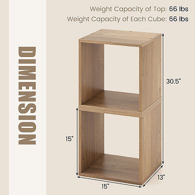 SKONYON 2 Cubes Stackable Bookcase for Living Room and Study 15" x 13" x 15" Per Cube