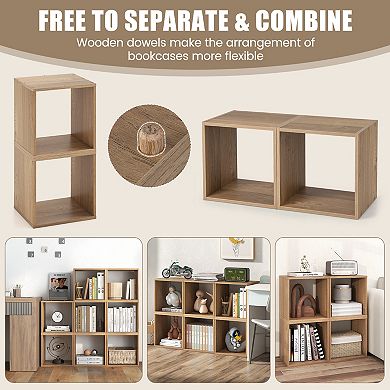 SKONYON 2 Cubes Stackable Bookcase for Living Room and Study 15" x 13" x 15" Per Cube