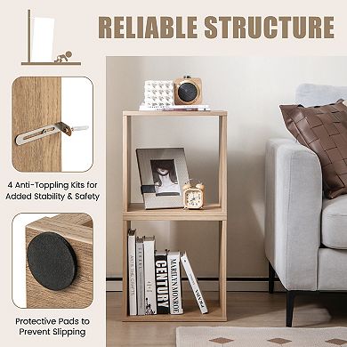 SKONYON 2 Cubes Stackable Bookcase for Living Room and Study 15" x 13" x 15" Per Cube