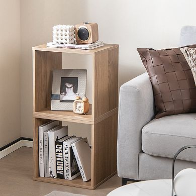 SKONYON 2 Cubes Stackable Bookcase for Living Room and Study 15" x 13" x 15" Per Cube