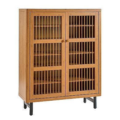 KWPZQEB Wooden Shutter Doors 6-Tier Shoe Cabinet with Adjustable Shelves for Entryway