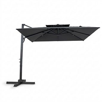 10 Ft Square Cantilever Patio Umbrella with 8 Metal Ribs