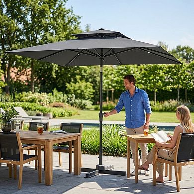 10 Ft Square Cantilever Patio Umbrella with 8 Metal Ribs