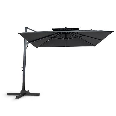10 Ft Square Cantilever Patio Umbrella with 8 Metal Ribs