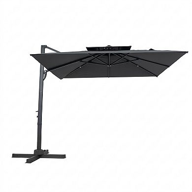10 Ft Square Cantilever Patio Umbrella with 8 Metal Ribs
