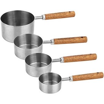 Wooden Handle Kitchen & Pet Food Measuring Cup set of 4