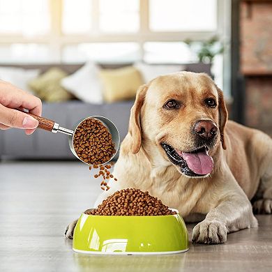 Wooden Handle Kitchen & Pet Food Measuring Cup set of 4