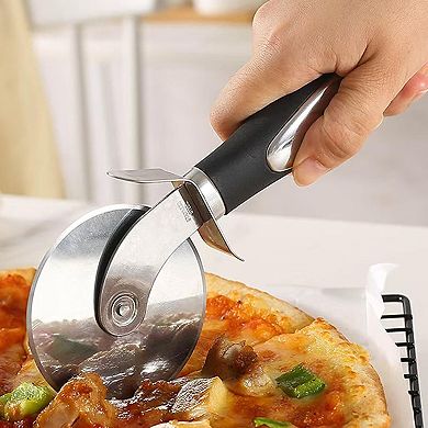 2PCS Pizza Wheel Cutter and Pie Server, Non-Slip Handle, Sharp Stainless Steel Pizza Slicer